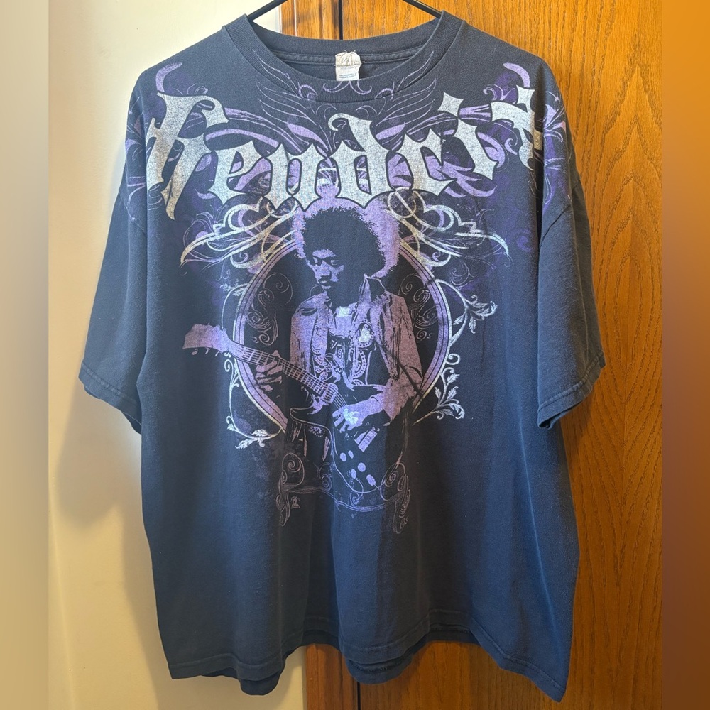 2008 Jimi Hendrix Guitar Music Black And Purple Graphic T Shirt Sz XL